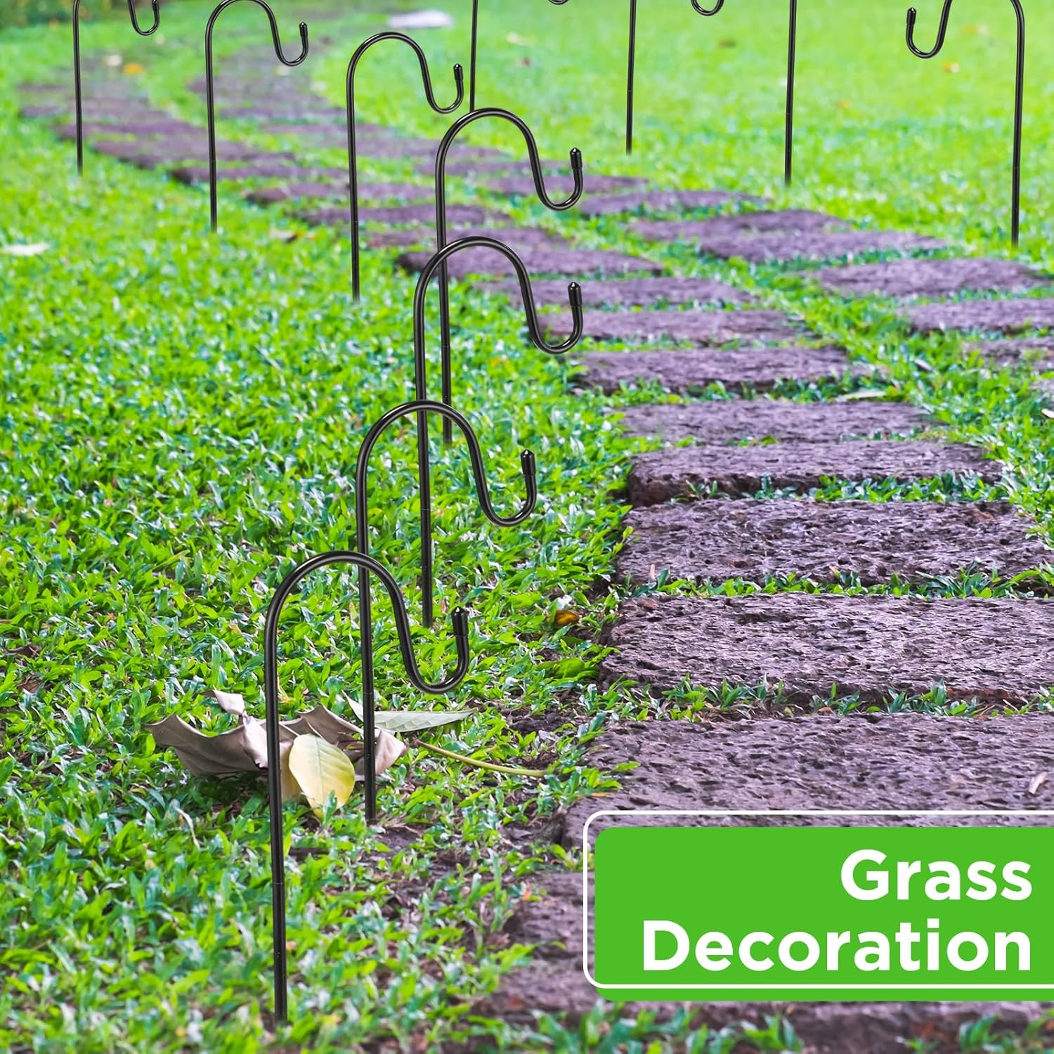 Hicarer 24 Pack 15 Inch Shepherds Hooks Outdoor Plant Hanger Hook Metal Black Garden Bird Feeder Pole for Hanging Solar Lanterns Flower Basket Jars Christmas Lights Wedding Decor image number 5