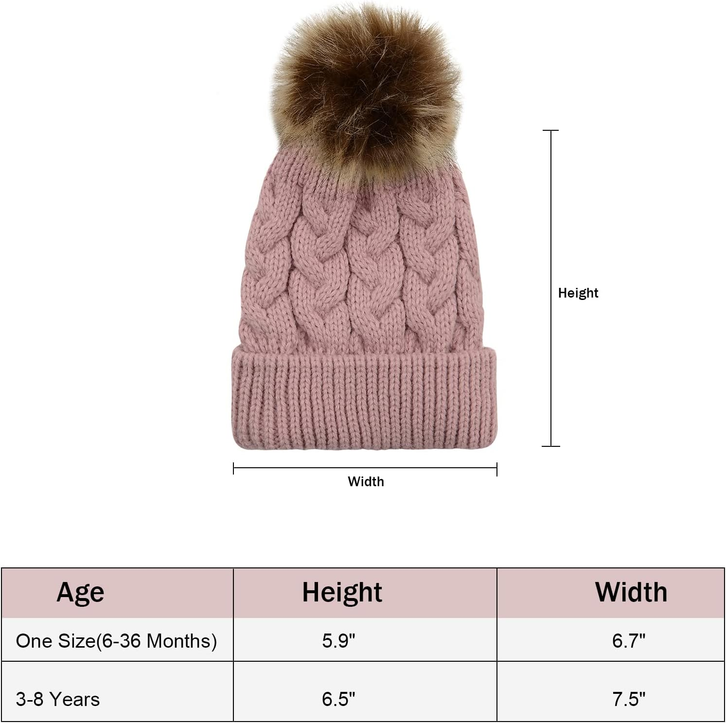 Durio Baby Girl Hats Knit Baby Winter Hat Cute Baby Beanies for Girls Boys Thick Warm Toddler Hat image number 2