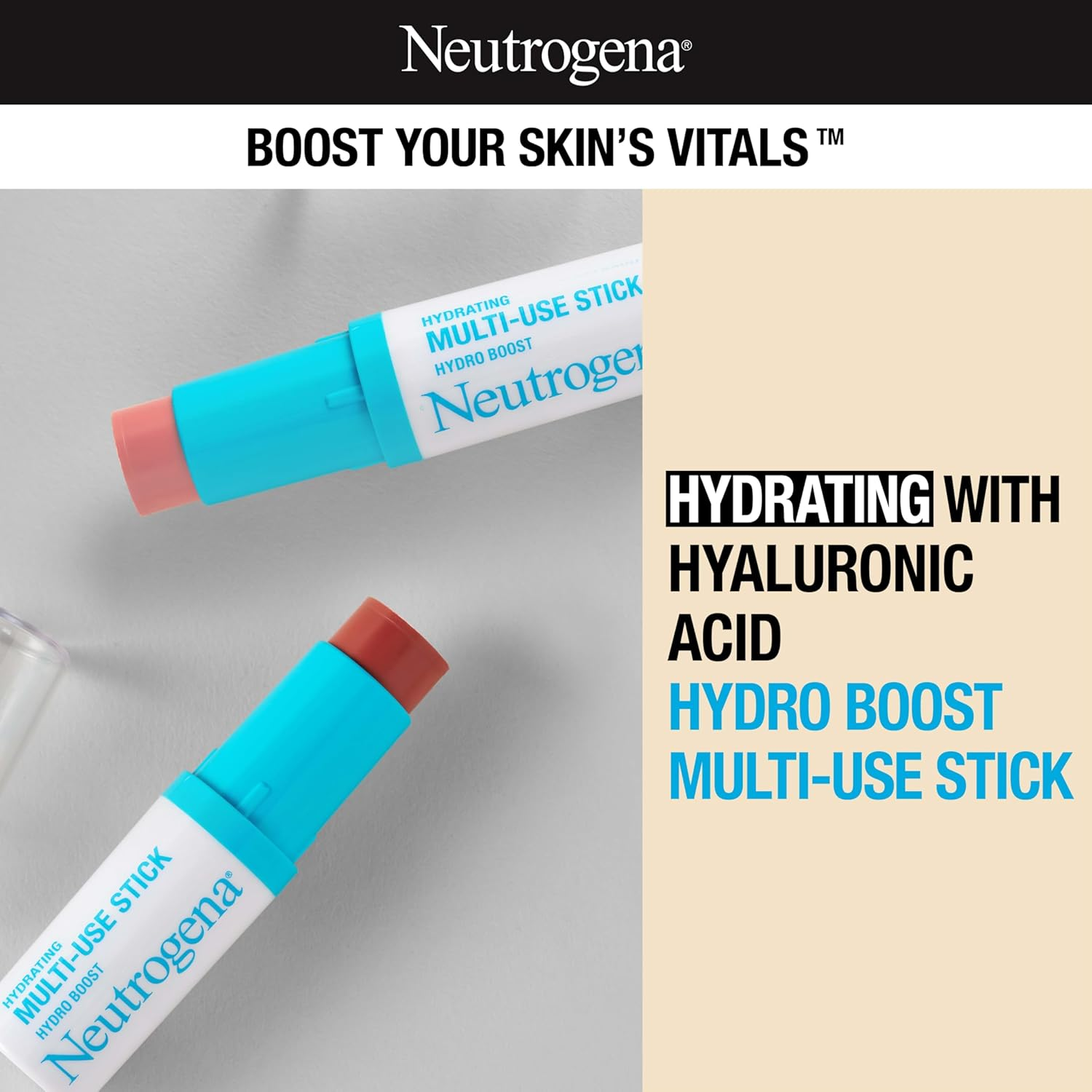 Neutrogena Hydro Boost Hydrating Multi-Use Makeup Stick with Hyaluronic Acid, Multipurpose Colored Makeup Balm for Lips, Cheeks & Eyes, Non-Comedogenic, Paraben-Free, Temptation, 0.26 Oz image number 6