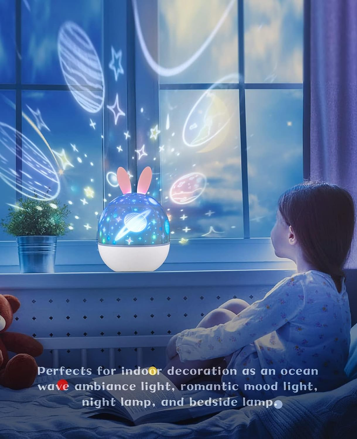 Night Light Kids, Star Night Light Projector with Music Remote, 360&deg; Rotating Baby Night Lights, Star Projector Toys for Toddler Children Girls Birthday Decorations Children Room Decor image number 3