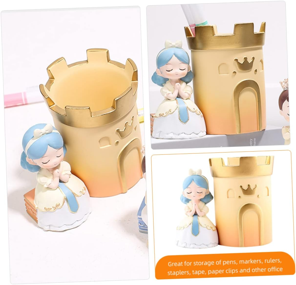 BCOATH Cartoon Figure Resin Pen Holder Unique Desk Organizer for Pens Pencils and Office Supplies Adorable Home Decor for Boys and Girls and Adults Multipurpose Storage Bucket image number 2