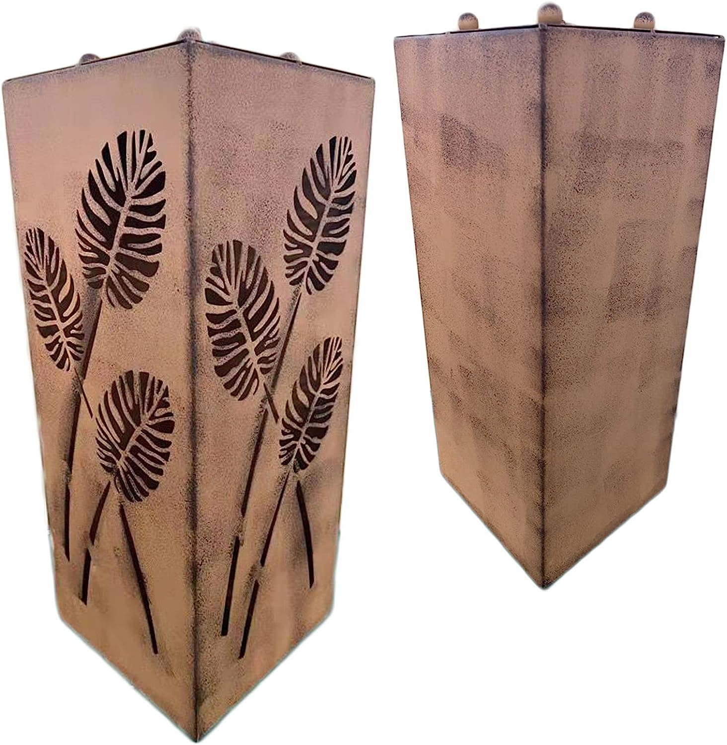 Metal LED Flowerpot Holder Pot Stand Birds Feeder Rustic Garden Porch Pathway Lamp Home Decor LED Light with Timer Function Leaves Pattern image number 2