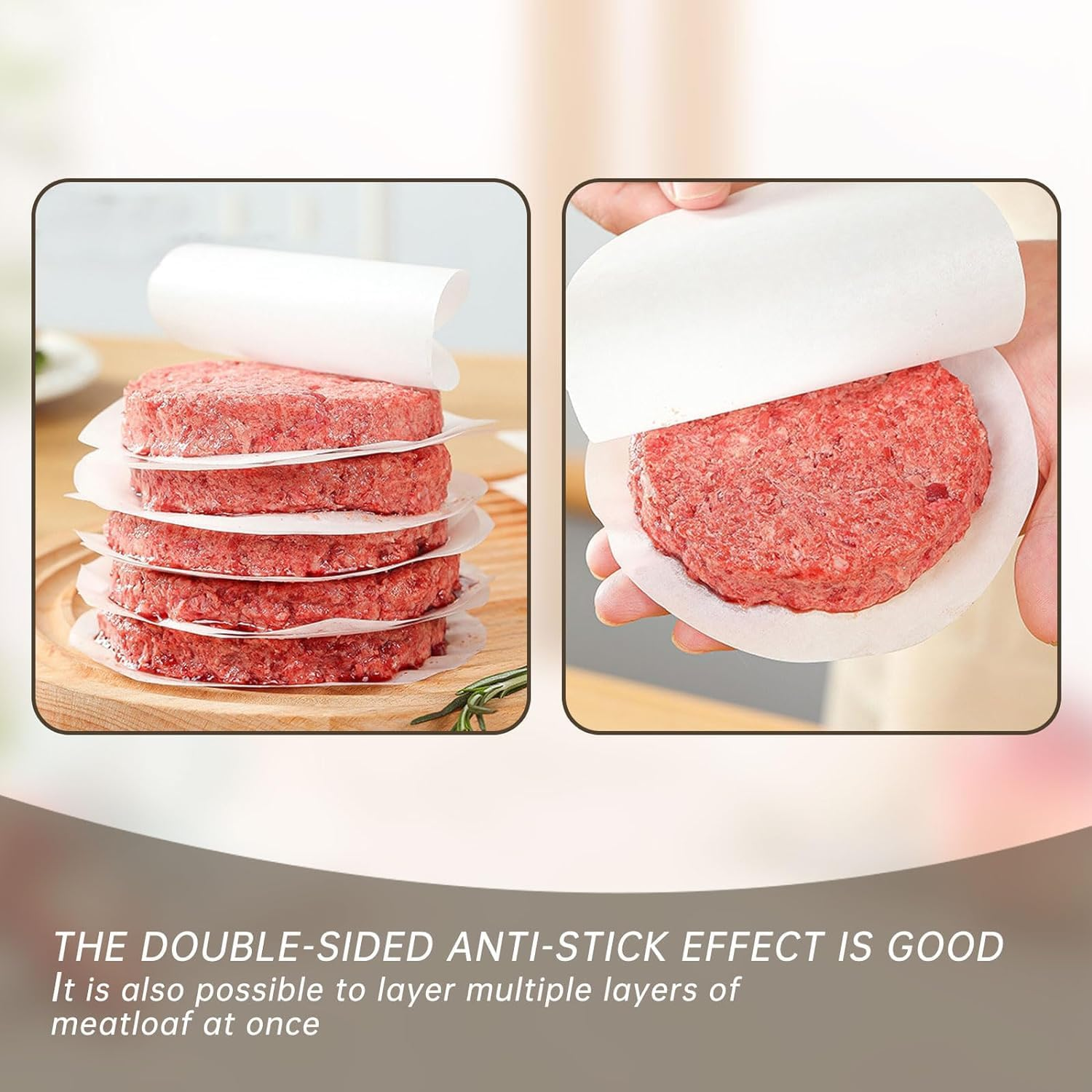 Yamibobo 500PCS Hamburger Patty Paper, round (12Cm/4.8 Inch), 500 Sheets X Burger Patty Paper image number 3