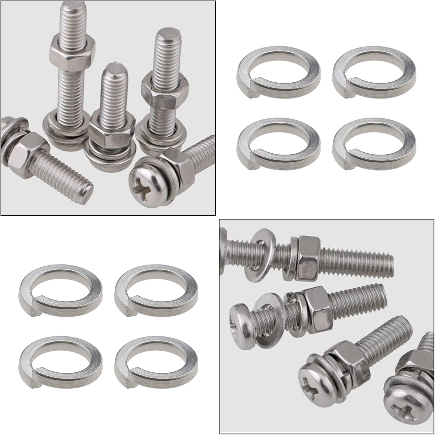 Emagtech 60PCS M10 Spring Washers Stainless Steel Split Ring Helix Lock Washer Single Coil Square Section Shim Gasket Ring for General Purpose Engineering image number 4