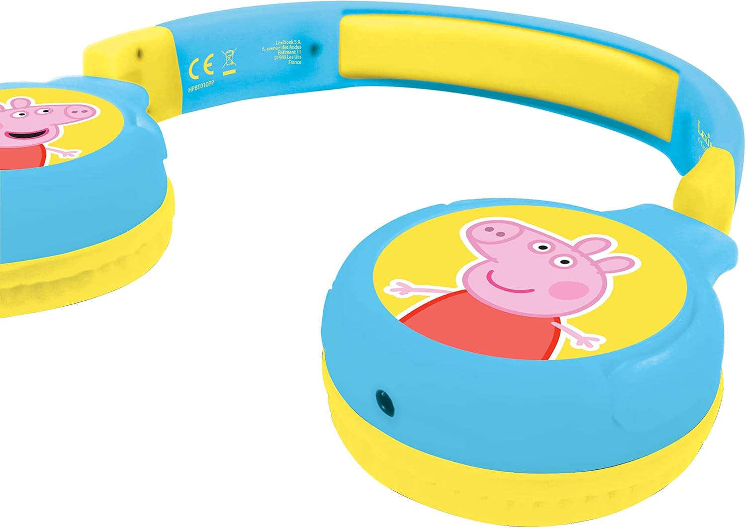 LEXIBOOK Peppa Pig 2-In-1 Bluetooth Headphones Stereo Wireless Wired, Kids Safe, Foldable, Adjustable, Yellow/Blue, HPBT010PP