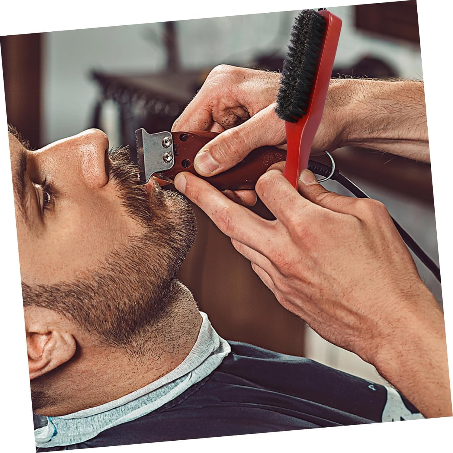 LTUANJUN Boar Bristle Hair Brush Set, 4 Pcs Boar Bristle Brush Slick Back Teasing Bristle Hair Brushes, Wooden Handle Bristle Slick Back Teasing Boar Bristle Sleek Styling Hair Brushes image number 3