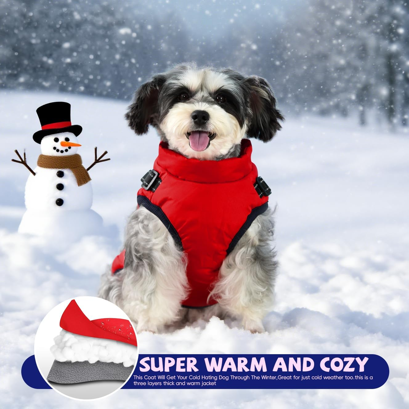 Jinpet Dog Coat with Harness Winter Dog Coat Fleece Dog Jacket Waterproof Dog Coat Zipper Dog Jacket Puppy Coat Small Dog Clothes Dog Coat with Reflective Harness for Smal Medium Large Dogs S-4XL