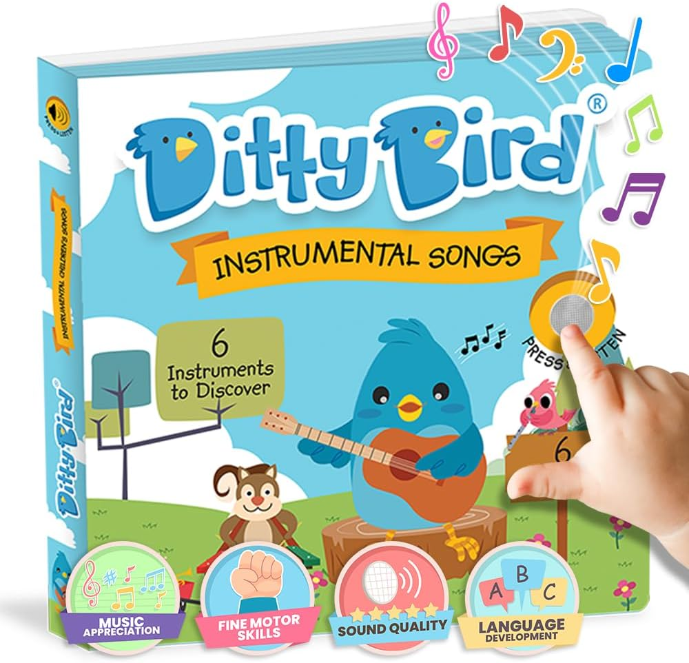 Ditty Bird Musical Books for Toddlers | Fun Instruments & Nursery Rhyme Book | Sing- along Talking Books | Children'S Interactive Toddler Books for 1 Year Old to 3 Year Olds | Sturdy Baby Sound Books image number 4
