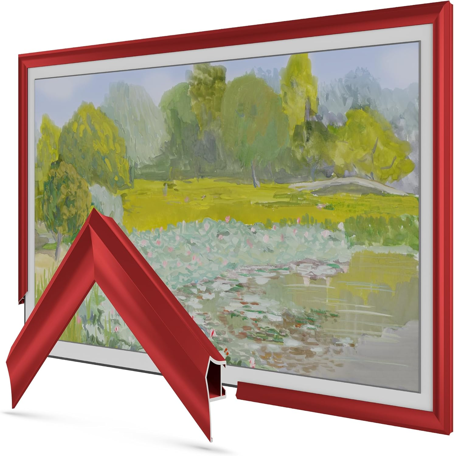 Deco TV Frames Alloy Prismatic - Candy Red Bezel Compatible ONLY with Samsung the Frame TV (32", Fits 2021-2023 Frame TV) image number 5