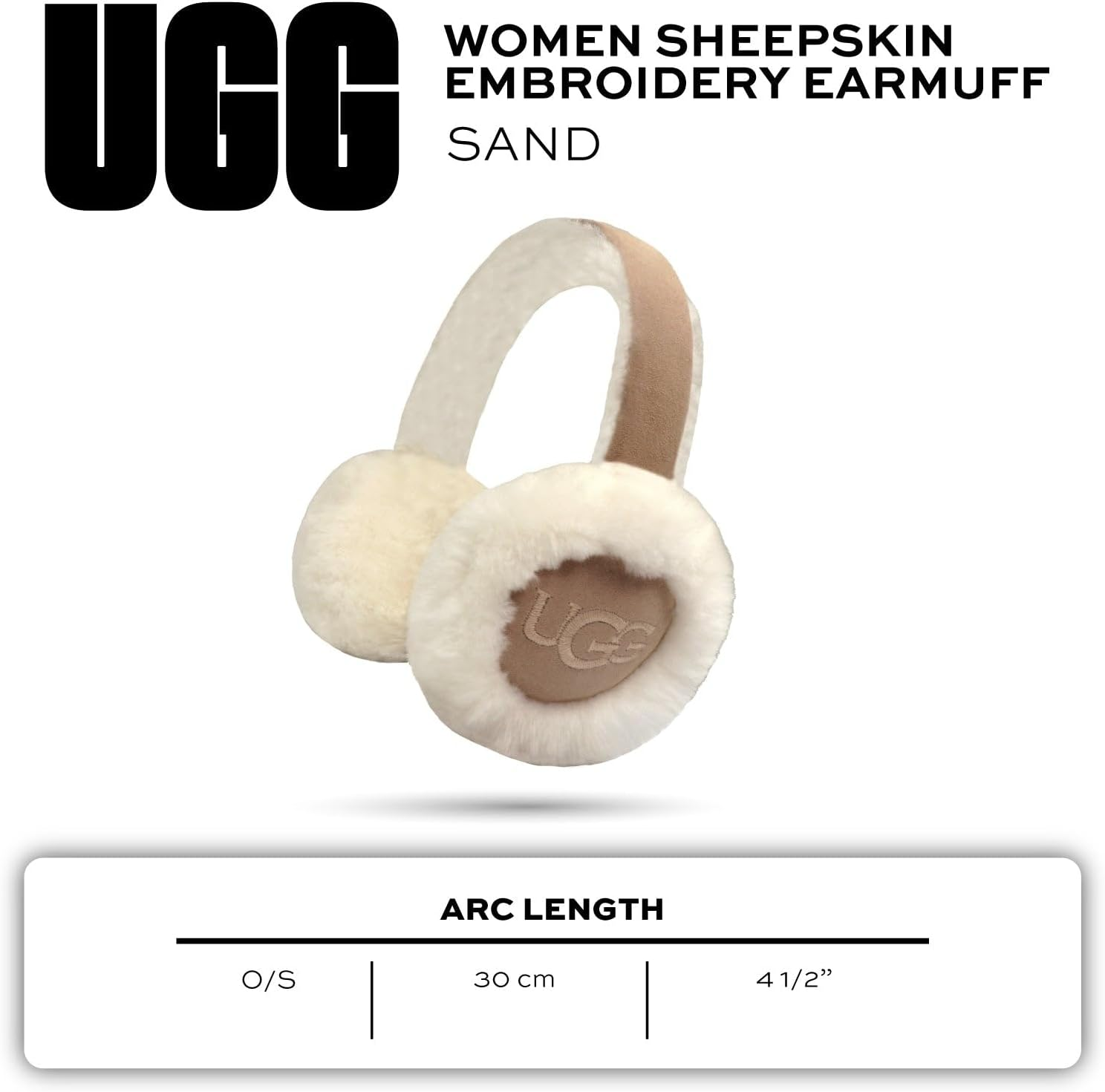 UGG EARMUFF UGG Women'S Sheepskin Embroidery Earmuff in Black, O/S, Sand, One Size image number 6