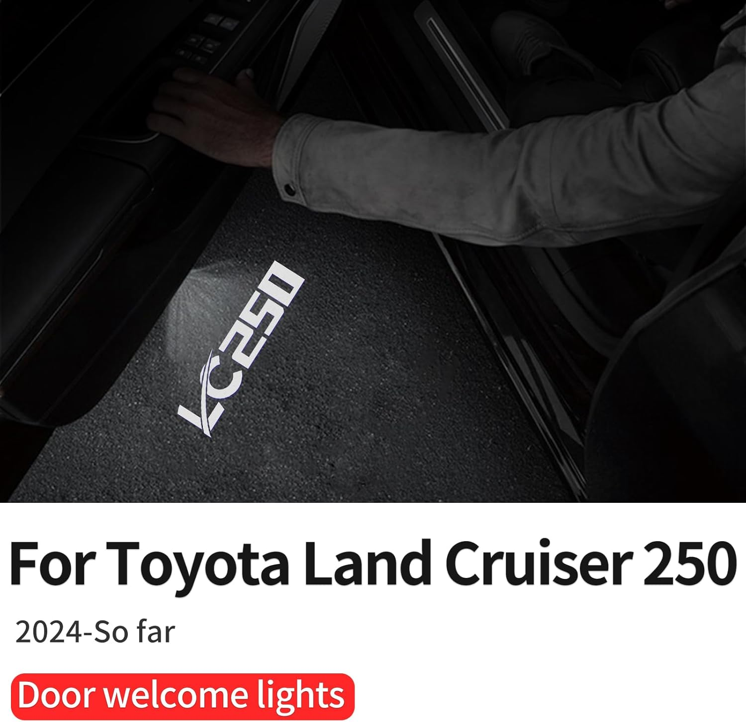 Car Door Courtesy Lamp Logo Welcome Projection Durable LED Light, Fade-Free Logo Projection for 2024 2025 2026 Toyota Land Cruiser Prado 250 LC250 Interior Modification Accessories Decoration Lighting - 4 Pieces (For Lc250) image number 6
