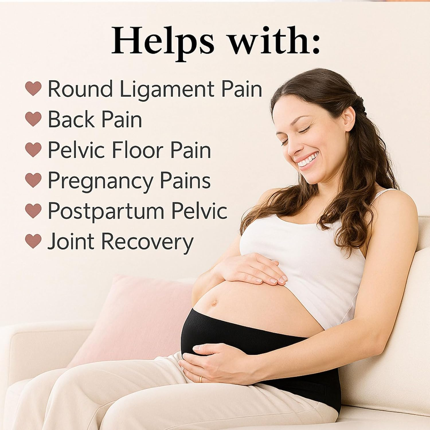 Breathable Adjustable Maternity Belly Band for Pregnancy & Postpartum Support One Size Fits All, Black Comfortable Back & Pelvic Pain Relief Ermaoo image number 2