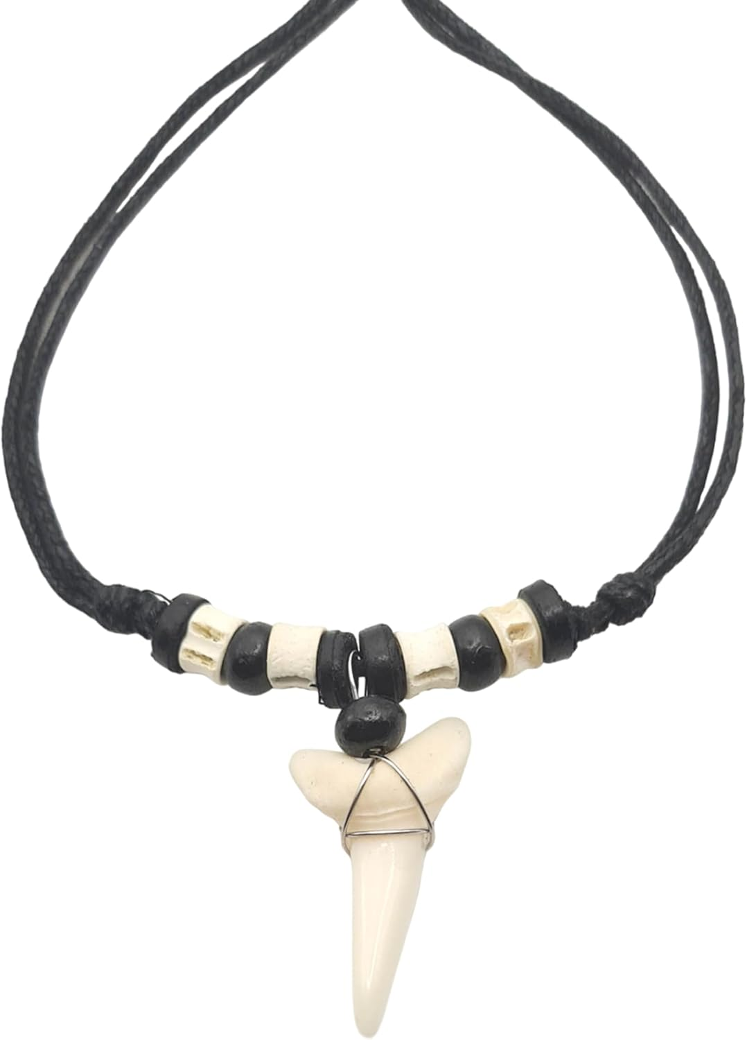 Swimmi Genuine Mako Shark Tooth Necklace for Men Women Boy Girl with Seed Beads and Adjustable Waxed Cord Handmade Jewelry EA200, Shark Tooth, Shark Tooth image number 5