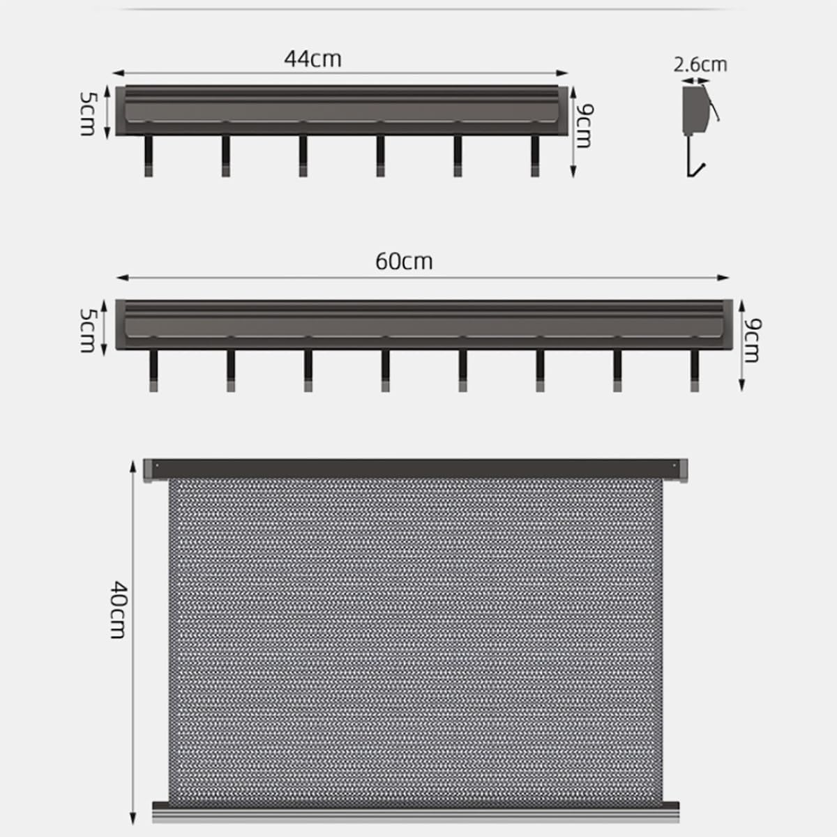 CLOUDSEASON Bathroom Clothes Hanger Adjustable Drying Rack Peel-And-Stick Installation - Wet/Dry Separation Design - Multi-Purpose Clothes and Shoes Drying Rack - 2 Size Options (44Cm 6 Hooks) image number 2