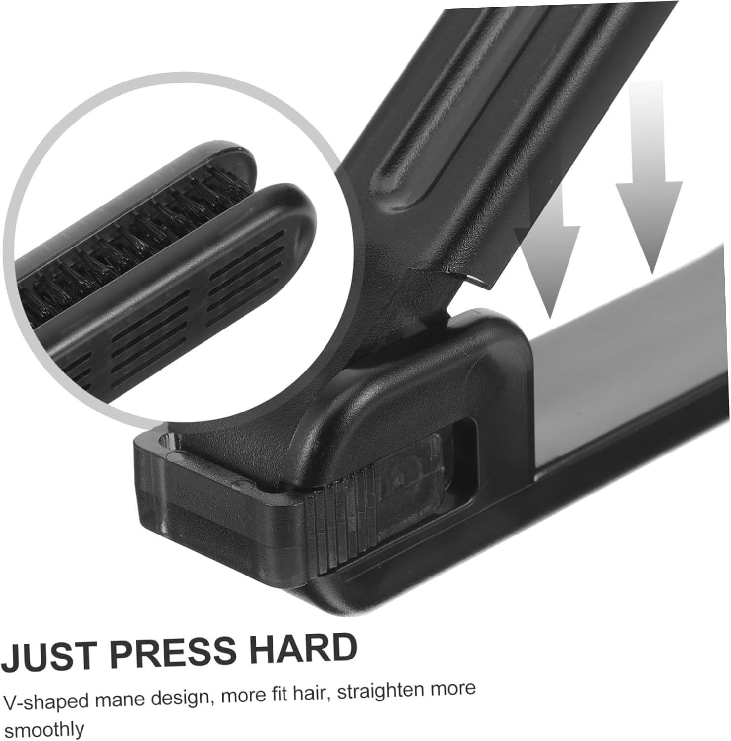 Double Sided Clamp Hair Straightener Brush with V-Shaped Bristles, High Temperature Resistant Anti-Static Straightening Comb for Salon and Home Hair Styling, Black image number 6