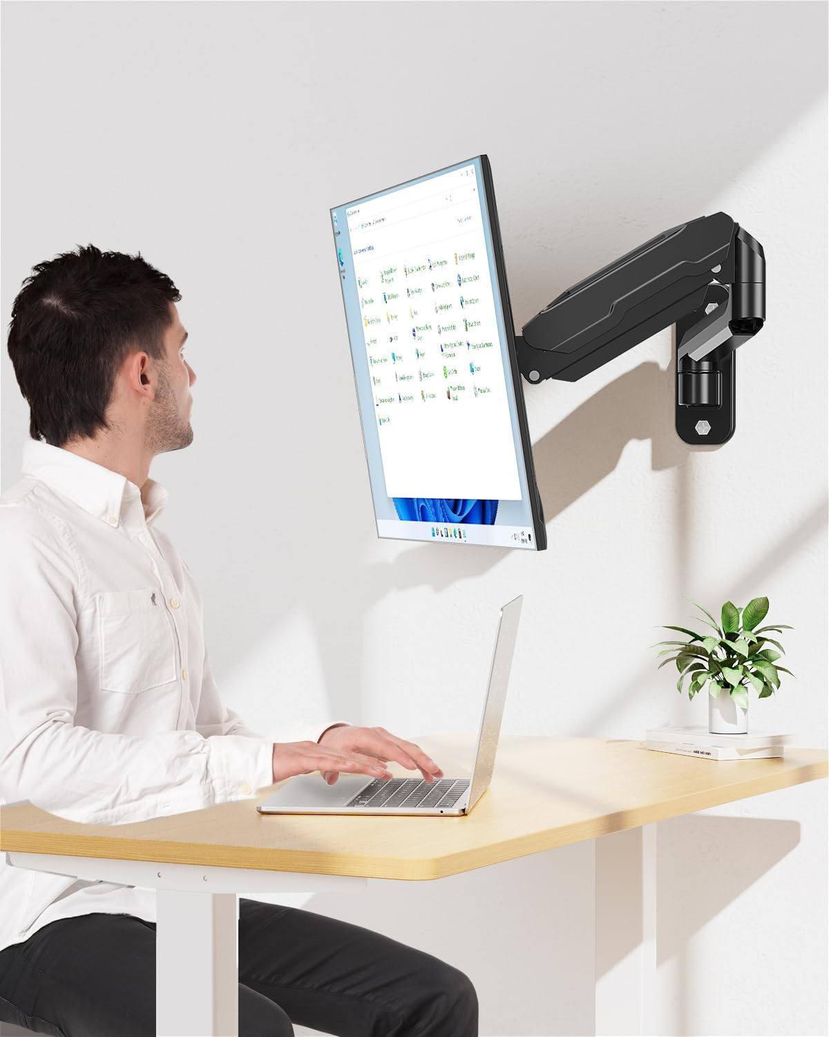 Mount PRO Single Monitor Wall Mount for 13 to 32 Inch Computer Screens, Gas Spring Wall Monitor Arm Holds up to 17.6Lbs, Full Motion Adjustable Wall Monitor Mount, VESA Mount 75X75, 100X100 image number 2