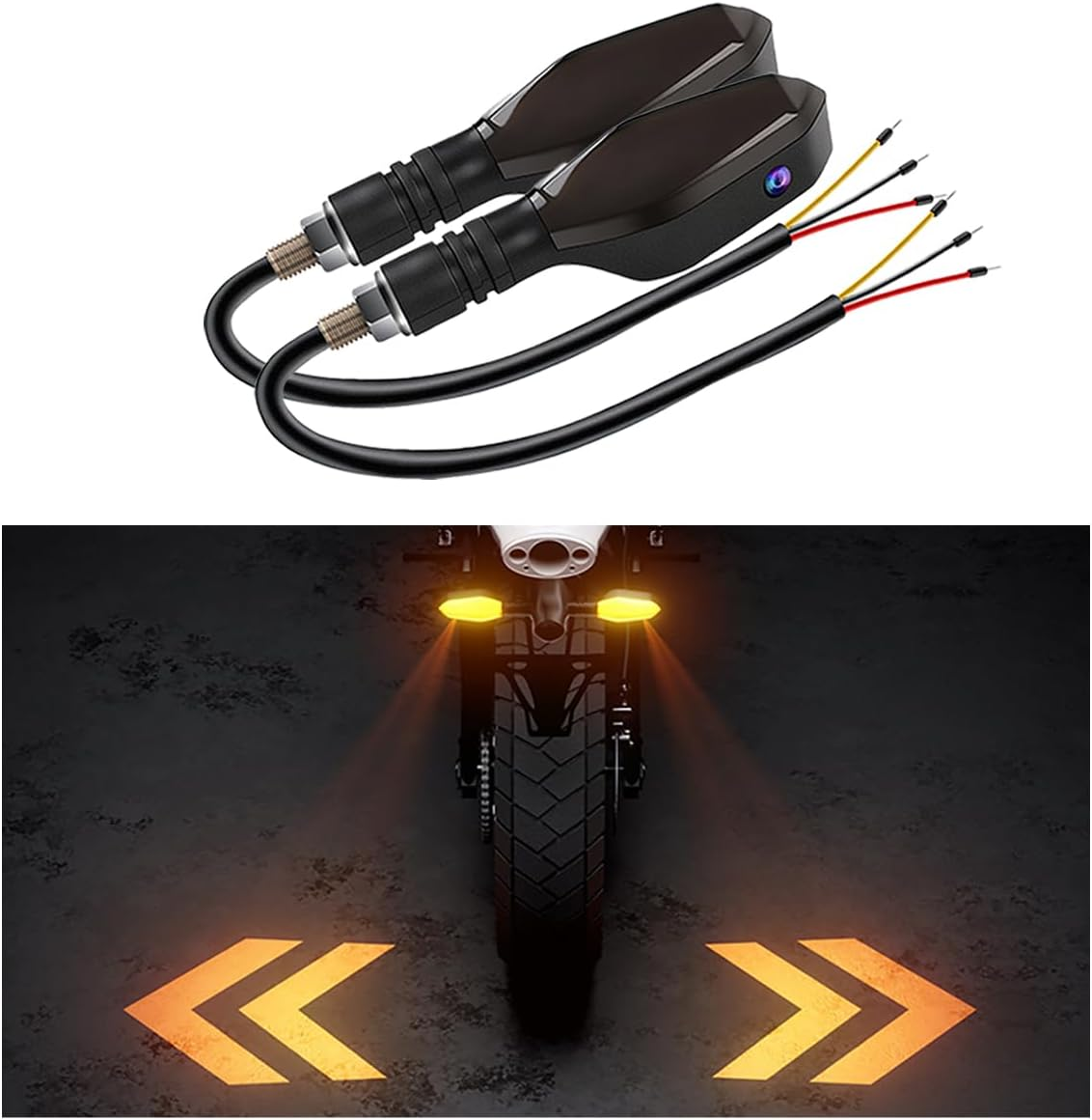 2 PCS LED Turn Signal Lights Projector for Motorcycle,Motorcycle Turn Signals,27 Lighting Modes RGB Flowing Daytime Running Lights, Motorcycle Turn Signal Lights with Arrow Projection