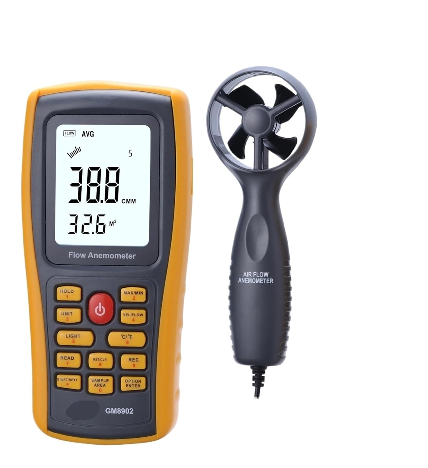 Compatible Air Flow Meter Measures Air Velocity Volume and Temperature Wind Speed Meter Range 0.20~30.00 M/S image number 6