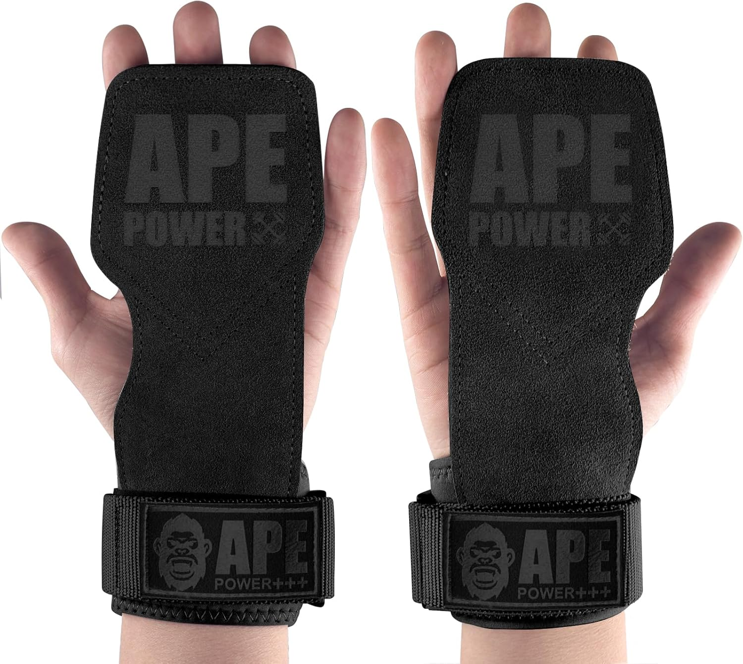Power Ape Weight Lifting Gloves with Wrist Support, Gym Wrist Straps for Weightlifting and Workout, Power Weightlifting Gym Gloves，Exercise Straps ，Lifting Grips Hand Straps for Men and Women（Black） image number 2