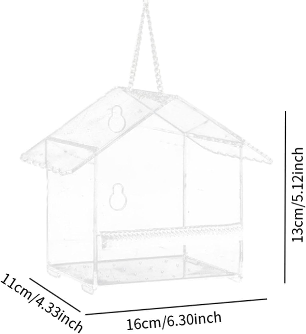 Folpus Window Bird Feeder Acrylic Clear Bird House 6.3X4.33X5.12Inch Garden Decor outside Hanging Birdfeeder for Outdoor Viewing image number 3