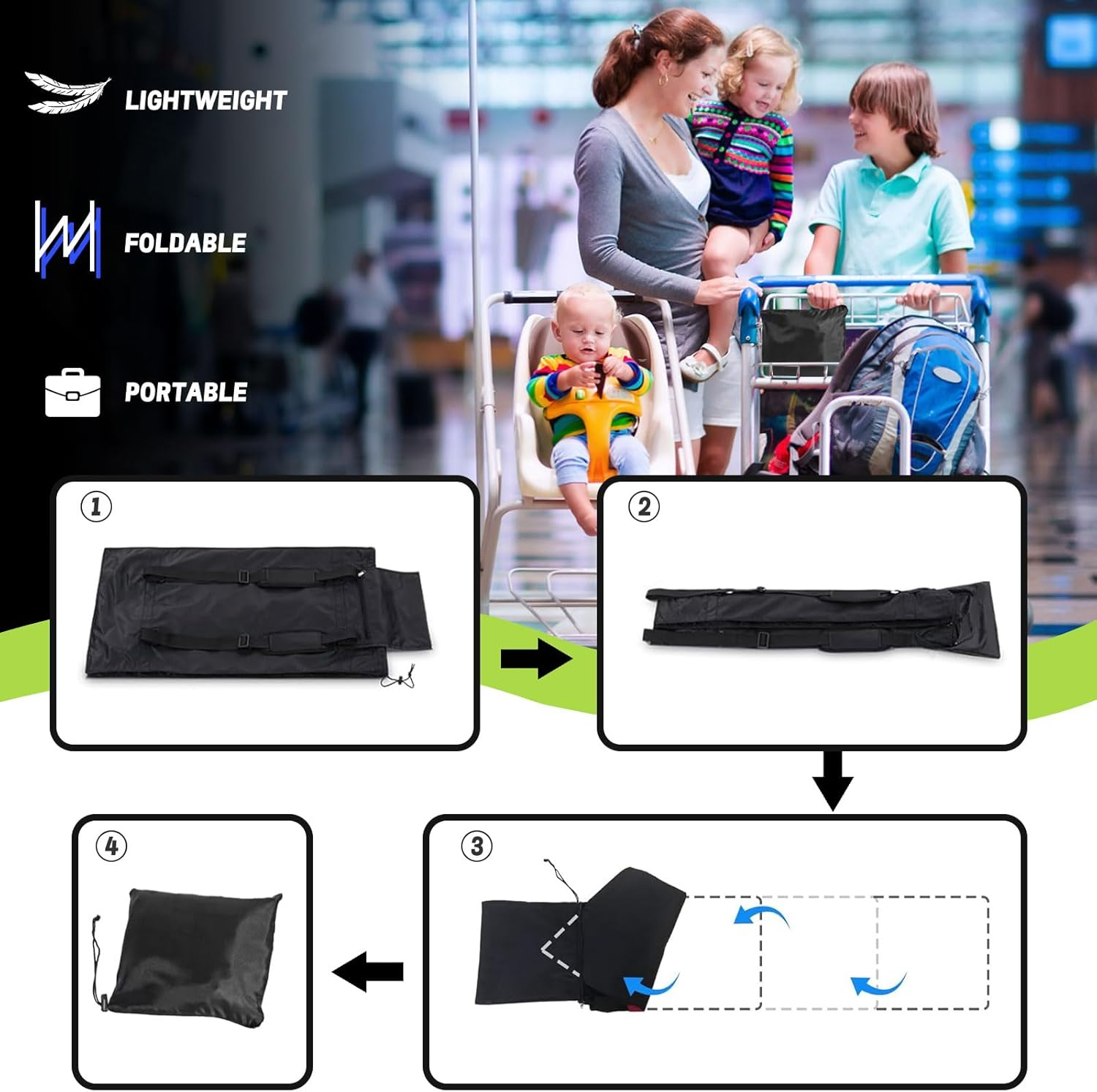 Doxcot Baby Car Seat Travel Bag for Airplane - Universal Fit (16.9" X 16.9" X 33.5"), Duty 900D Nylon, Water-Resistant, Padded Backpack Straps for Comfort - Easy Carry Car Seat Bags for Air Travel image number 5