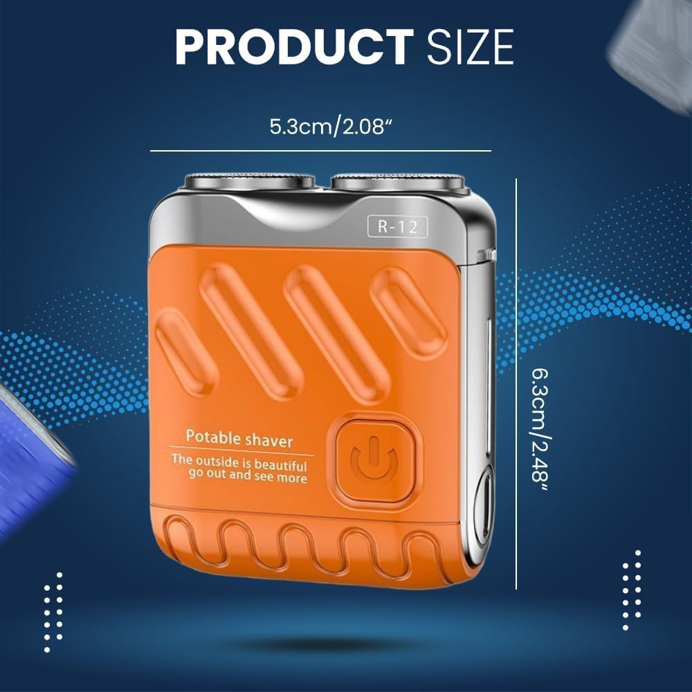 R-12 Mini Electric Shaver for Men, 2025 New Portable Waterproof Beard Shaver with Suitcase Design, Travel-Friendly Men'S Shaving Razor (Blue)