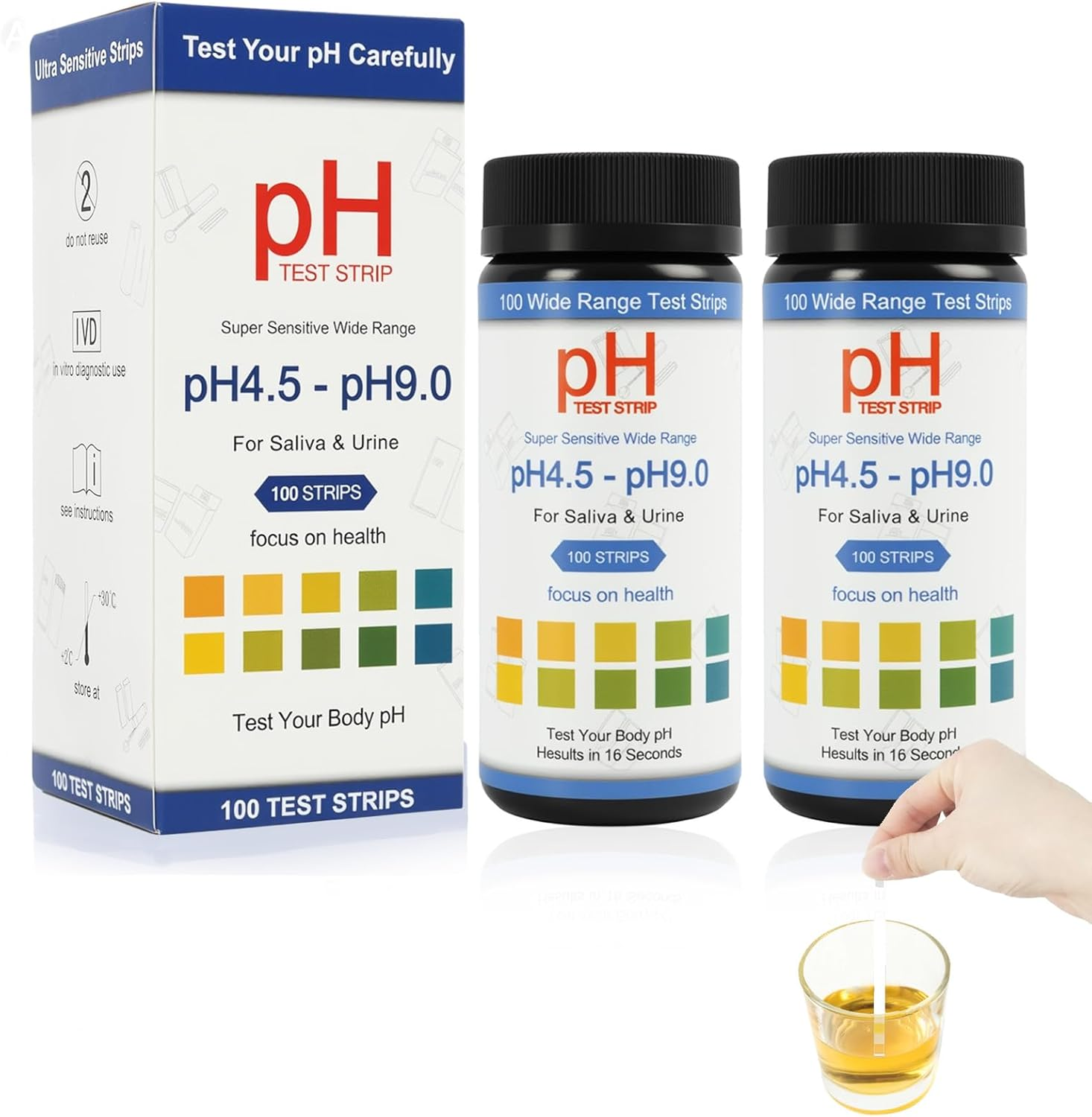 200 Pcs PH Test Strips, Urine and Saliva Test Strips, Measure Alkaline and Acid Levels in the Body, Monitor PH Balance with Accurate Results for Health Tracking and UTI Detection image number 1