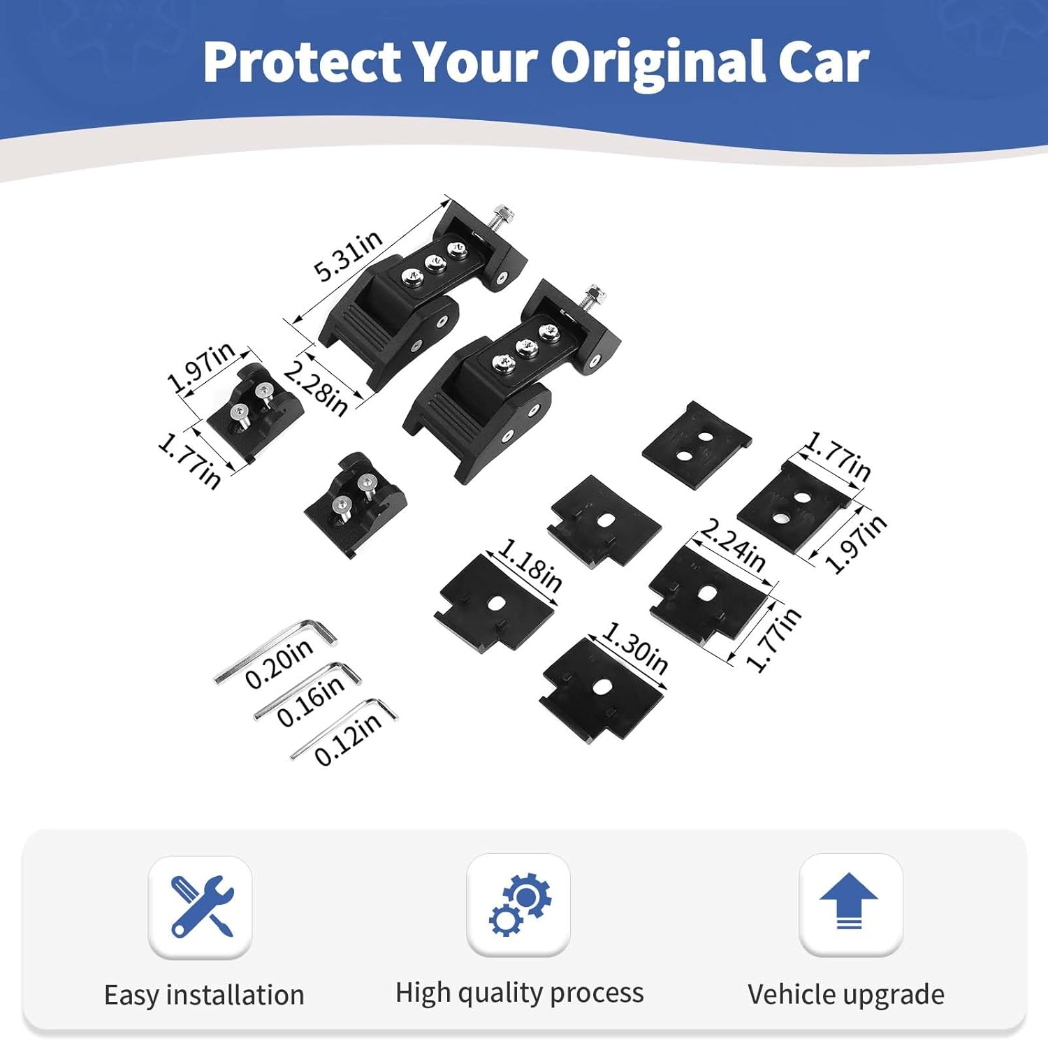 RT-TCZ Hood Latches for Jeep Wrangler & Gladiator | Black Aluminum Alloy & Stainless Steel Locking Catch Kit | Fits JK (2007-2017), JL (2018+), JT (2020+) | Screw Style - Black-Screw Style image number 3