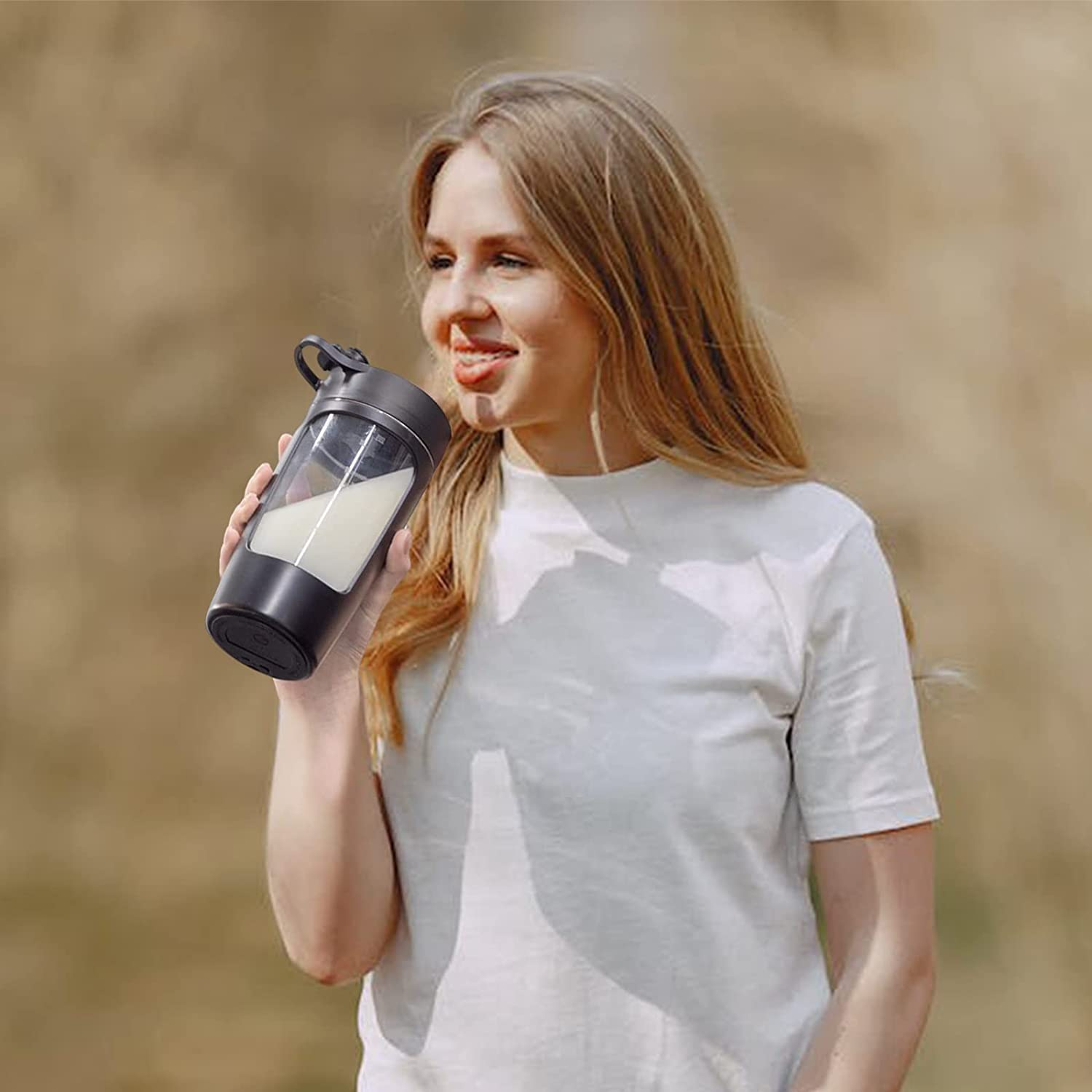 Electric Protein Shaker Bottle, 650ML Portable Blender Bottles, BPA Free, USB Rechargeable Shaker Bottles for Protein Mixes, Made with Tritan | Best Birthday | Valentine'S Day Gift (Black) image number 1