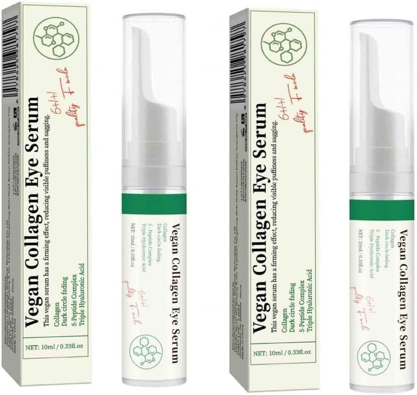 2PCS Vegan Collagen Eye Serum with Peptides & Hyaluronic Acid Improve Skin Elasticity, Reduce Fine Lines & Dark Circles Eye Care image number 4