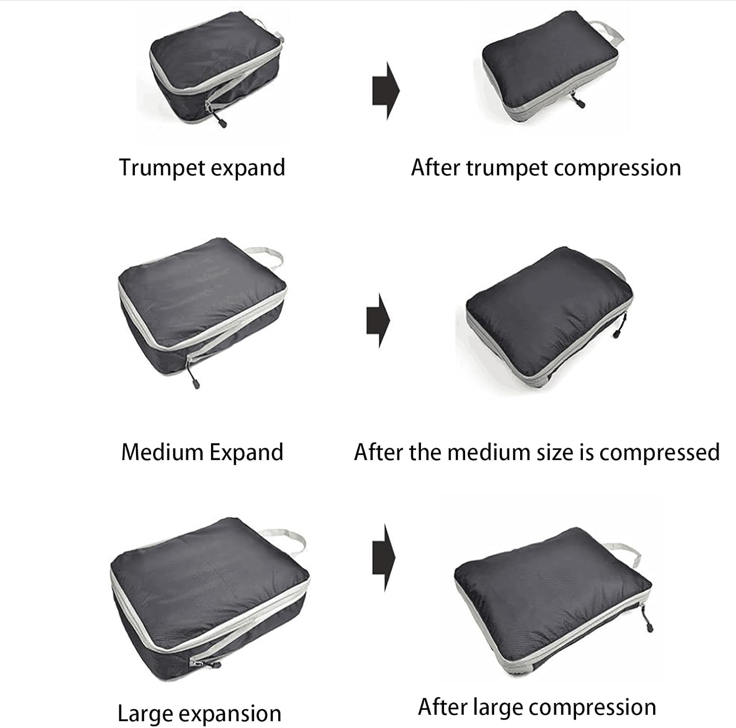 OEIPSMK Packing Cubes for Travel, Compression Packing Cubes 3 Pcs Travel Cubes Set Foldable Suitcase Organizer Lightweight Luggage Storage Bag,Red, Gray