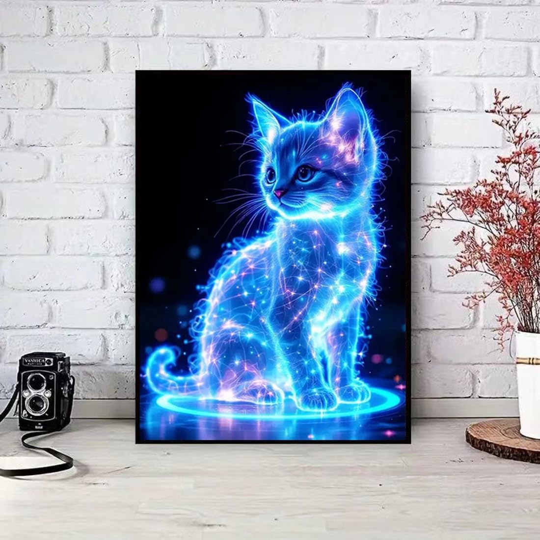 SHICERNHJ Cat Diamond Painting Kits for Adults DIY round Gem Art Animal Cute Cat Diamond Art Kits for Adults,5D Full Drill Diamond Dots Crafts Paintings Canvas for Beginners Home Decor 12X16Inch - Animal Cat-A image number 6
