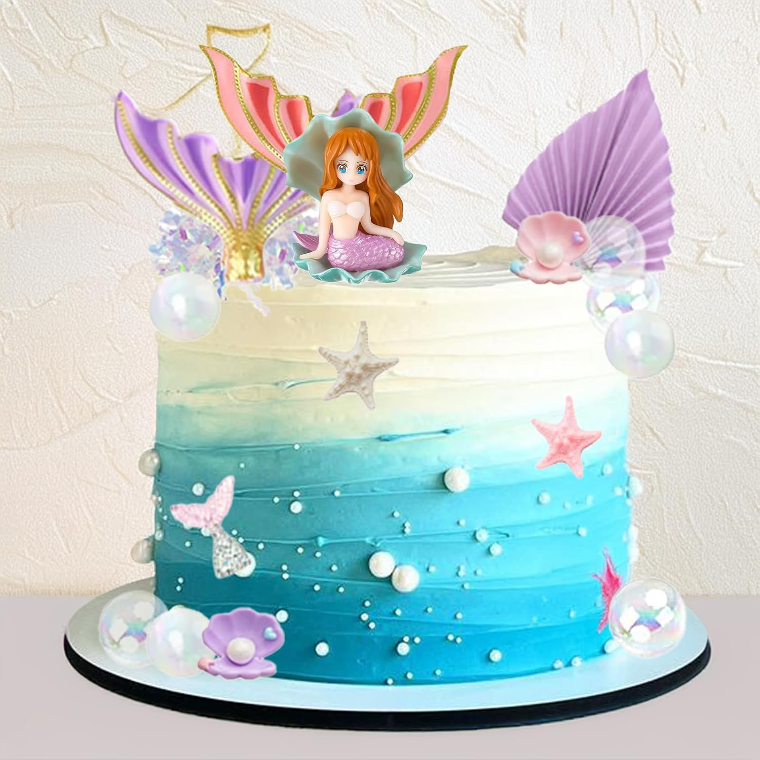 APAILANT 21 PCS Mermaid Cake Toppers Happy Birthday Cake Decorations Cake DIY for Girls Birthday Party image number 2