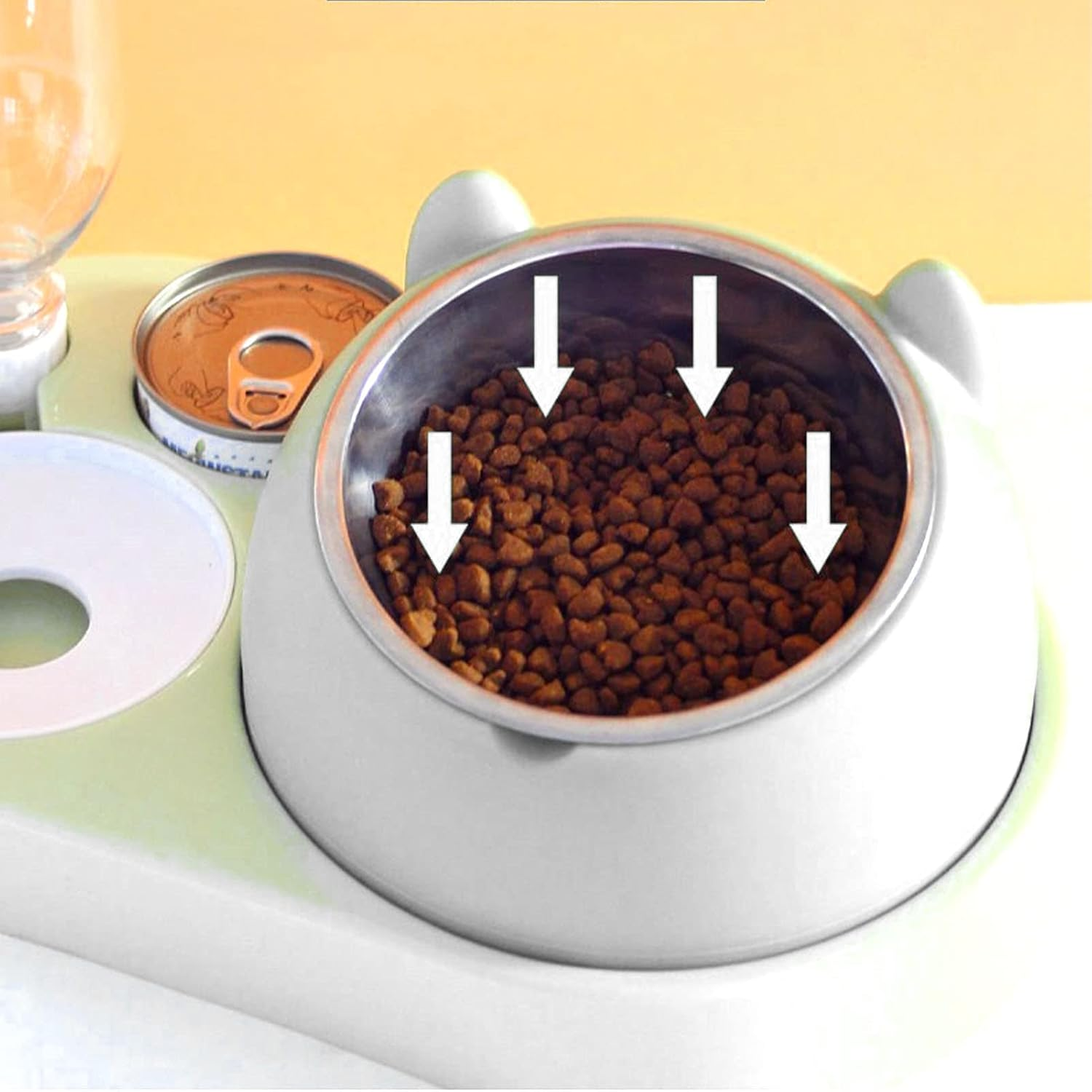 Cat Food Bowl, Removable, Tilted Food Grade 304 Stainless Steel with Inclined Base, 200 Ml Capacity, Elevated, Tilting Feeding Bowl For image number 3
