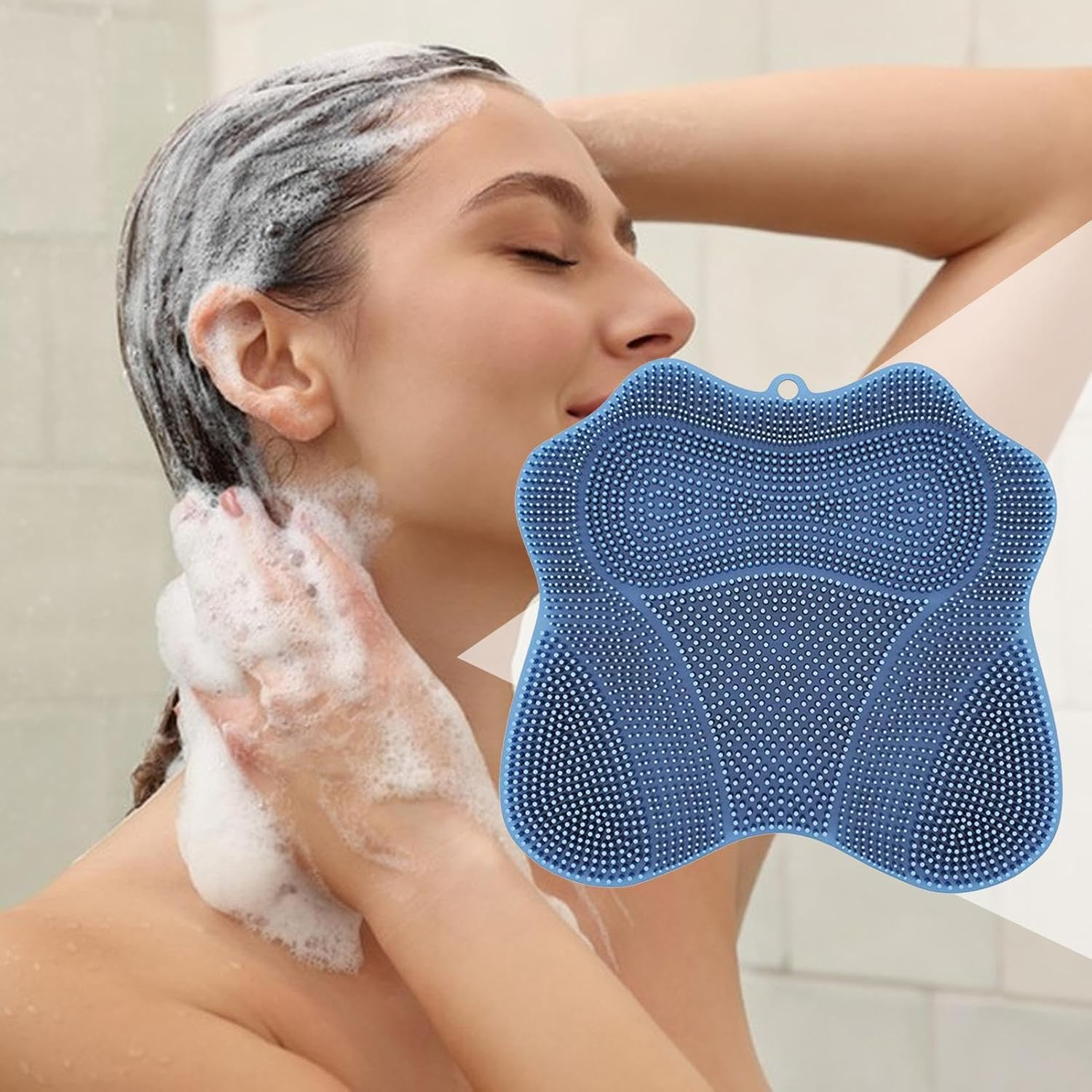 Foot Cleaner for Shower - Silicone Foot Scrub Mat with Non-Slip Suction Cups - Health & Household Pad for Post-Workout Pedicure Prep Home Spa Family Travel Bathtub image number 1