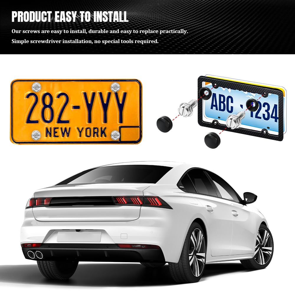 Deemars 8PCS License Plate Screws, License Plate Fasteners, Rust-Proof & Anti-Rattle License Plates Bolts, Automotive Accessories Licenses Plate Stainless Steel Bolts Set for Vehicles (Silver-8Pcs) - Black-4Pcs image number 7