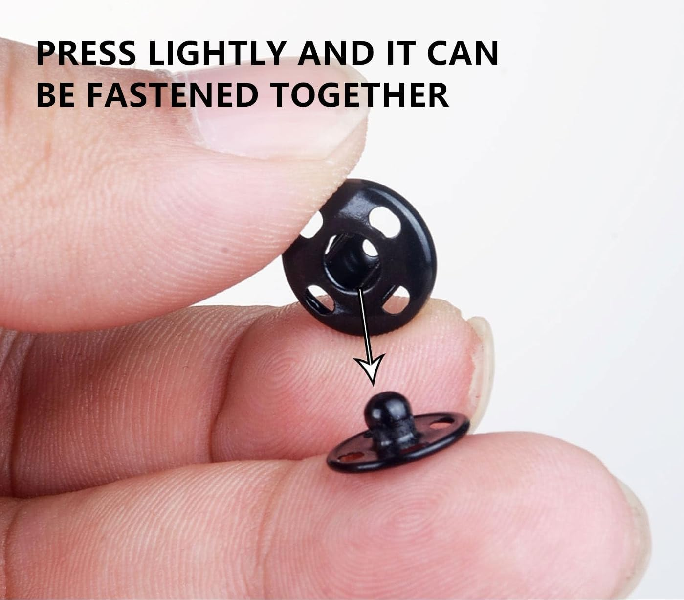 Snap Buttons,120 Sets Clothes Hidden Button, Sew-On Snap Buttons Metal Snaps Fasteners Press Studs Buttons for Clothes Sewing Craft, 8.5 Mm and 10 Mm（Black and Silver） image number 5