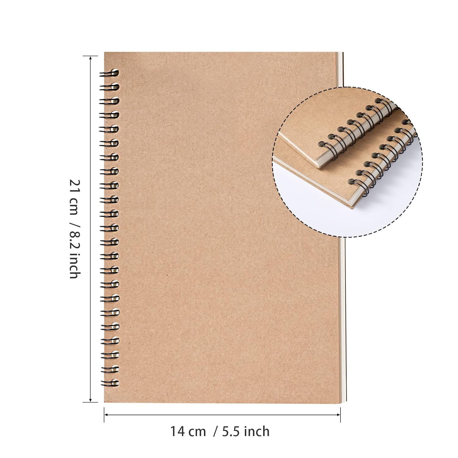48 Pack A5 Spiral Notebook College Ruled Spiral Notebook Bulk Inches Hardcover Kraft Notebooks Lined Travel Writing Notebooks Journal Notepad for Office School Supplies, 100 Pages, 8.3 X 5.5 Inches image number 4