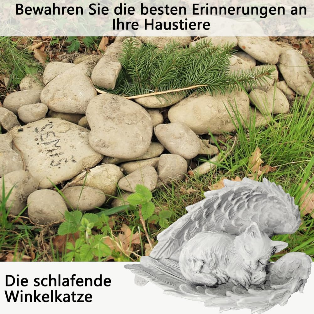 Tyafzzn Cat Angel Memorial Stone for Pets, Resin Cat Memorial Statue, Grave Ornament Cat, Tombstone Cat for Patio, Balcony, Garden or as a Gift image number 6