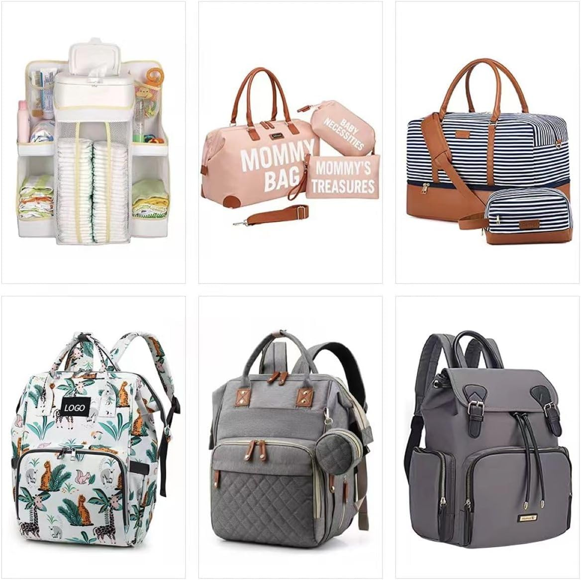 Fashionable Mommy Bag Folding Baby Bed Mother Large Capacity Portable Milk Bottle Diaper Double Shoulder Mom'S Bag image number 5