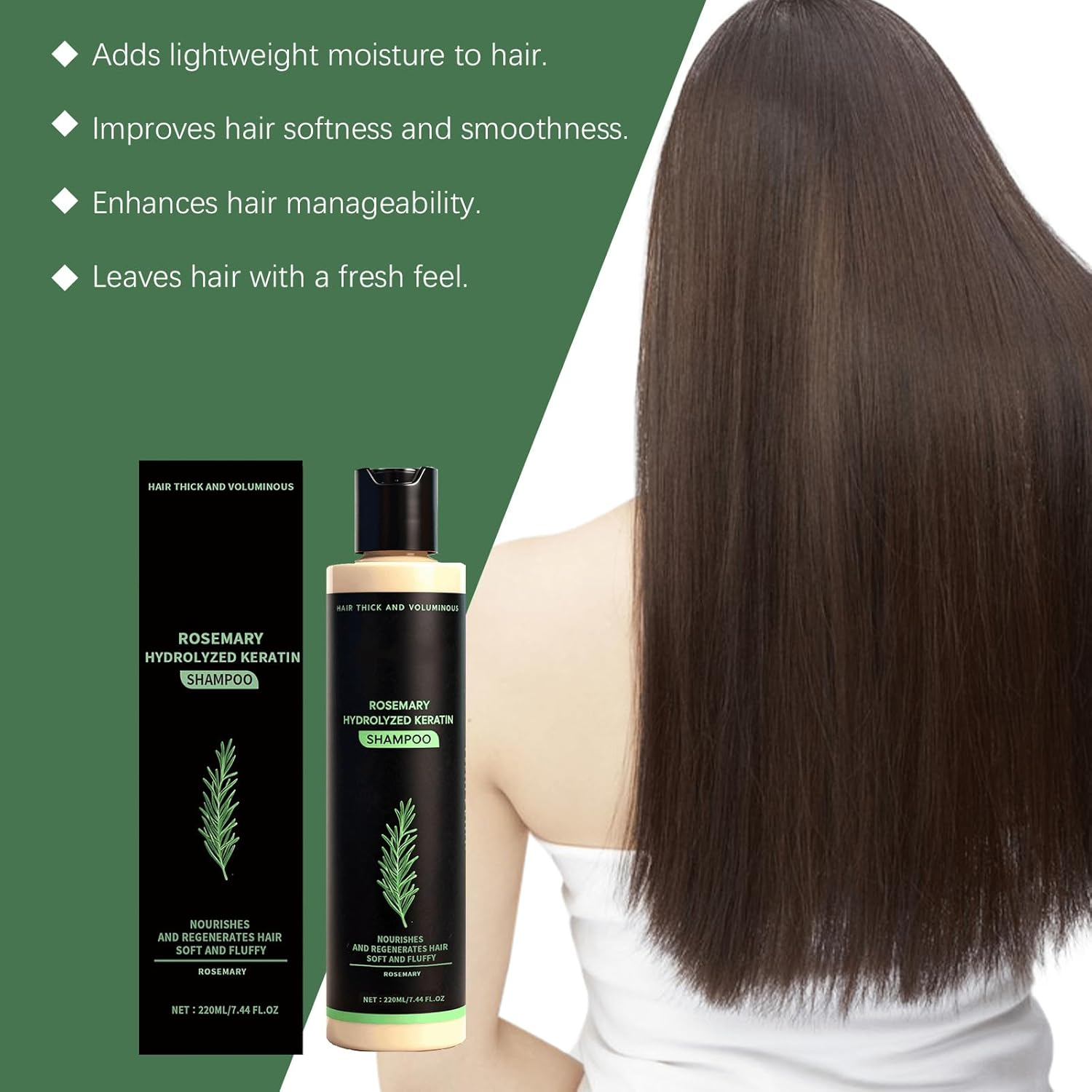 Rosemary Keratin Volumising Shampoo &ndash; Styling Support Cleanser for Fuller-Looking Hair &ndash; Fresh Scent Daily Hair Wash (1Pcs) - 2Pcs image number 7