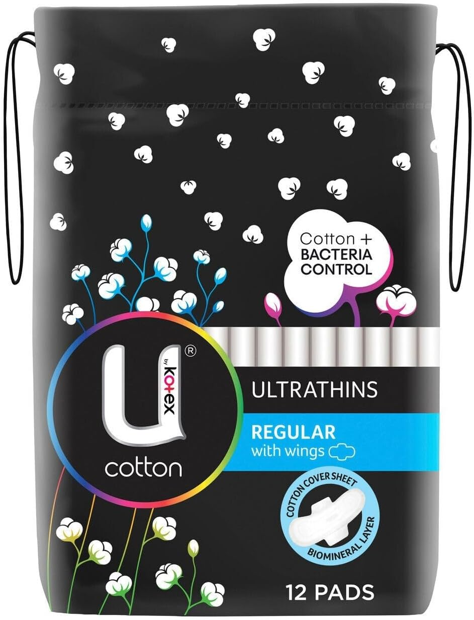U by Kotex Cotton Ultrathin Pads Regular 12 Pack image number 2