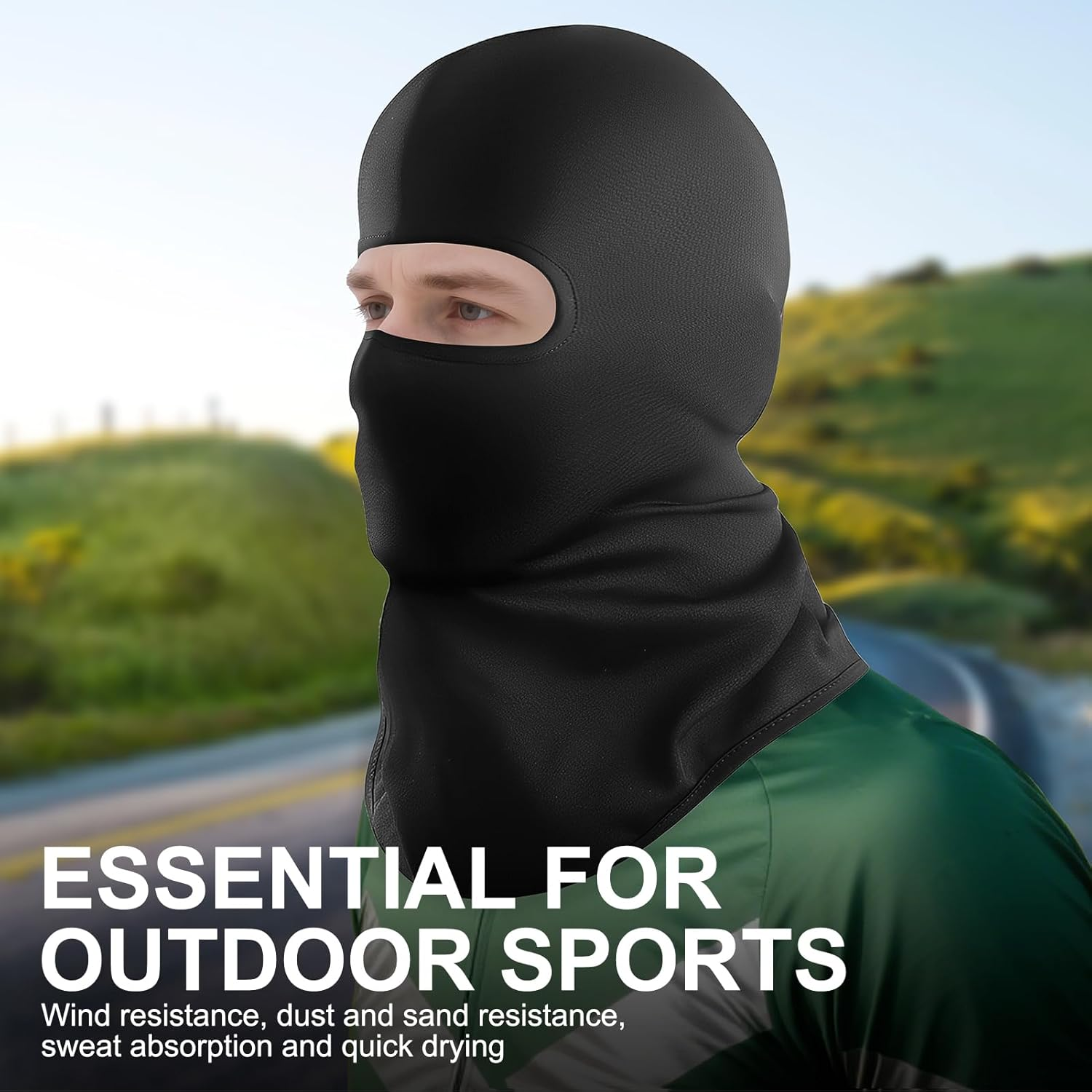 Coastalpure Balaclava Face Mask for Men & Women, Breathable Black Sun Protection for Motorcycle, Ski, Outdoor Sports, One Size Fits Most Adults (22-24In Head Circumference), Fits under Helmet image number 4