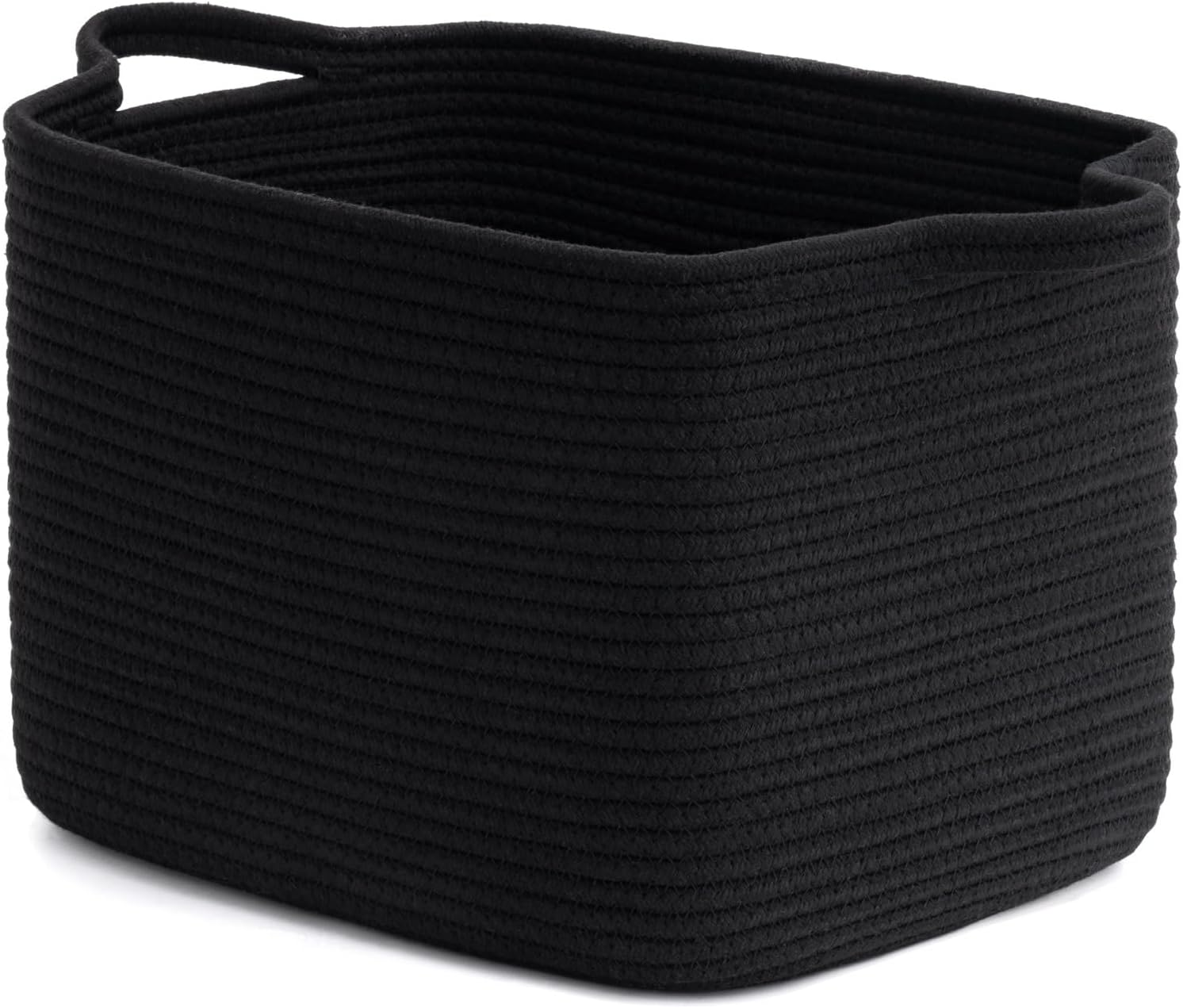 INDRESSME Woven Storage Basket, Black Baskets for Gifts, Nursery Toy Basket, Rope Baskets for Organizing, Shelf Storage, Multi-Purpose Organizer for Shoes, Clothes, Towels, Laundry 13 X 10 X 9 Inches