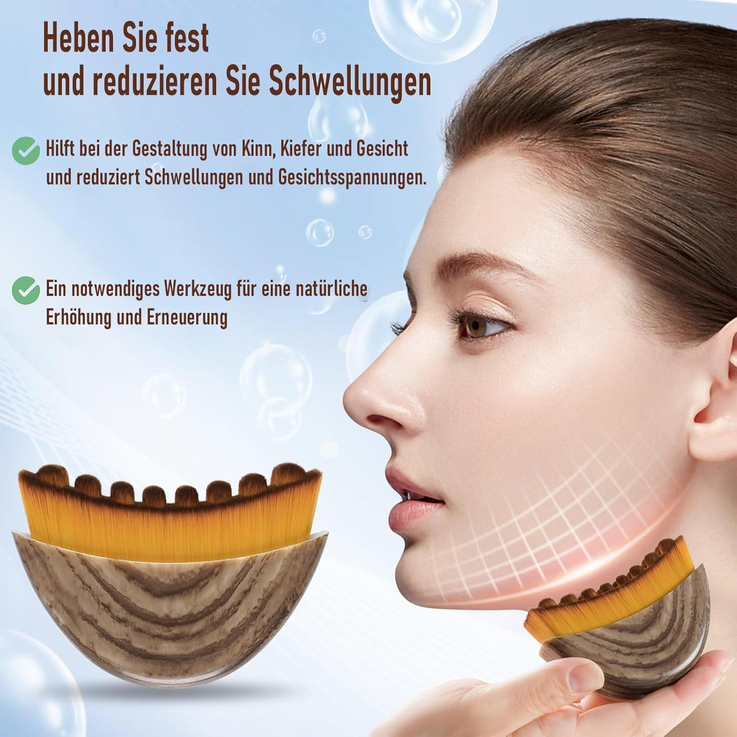 Pack of 2 Lymphatic Brushes, Face, Face Brush, Lymphatic Drainage, for Daily Facial Massage and Contour Shaping image number 6