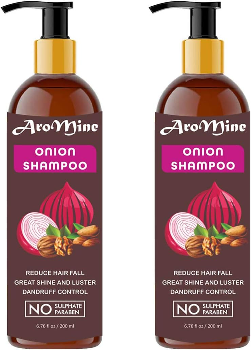 Aromine Natural & Organic Red Onion Shampoo Combo Pack of 2(Each 200Ml), 400Ml