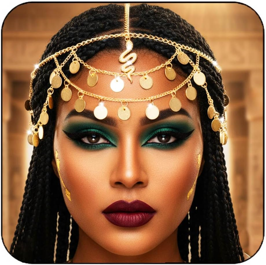 Fashband Gold Sequin Head Chain Snake Pendant Hairband Festival Party Hair Accessories for Women