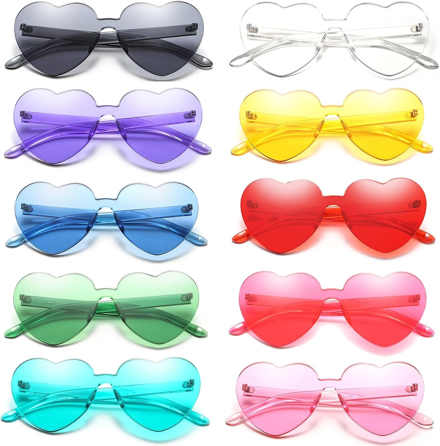 Love Sunglasses, 10 Pairs Heart Rimless Sunglasses, Kids Sunglasses Tinted Eyewear for Beach Festival Christmas Party image number 5
