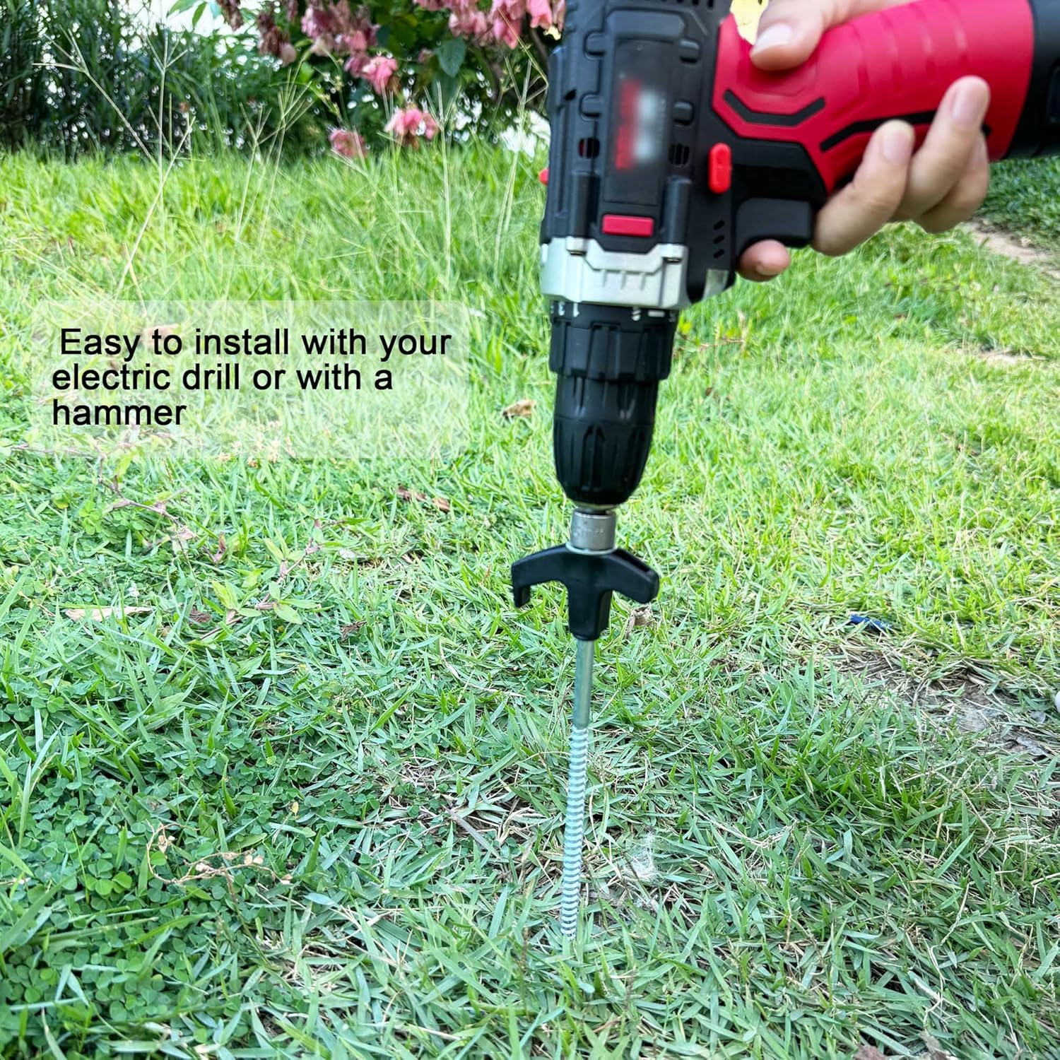 Youshangding Camping Tent Stakes, Super Heavy Duty Screw Steel in Ground Camping Outdoor Pegs, with Storage and Drill Adaptor (10PCS)