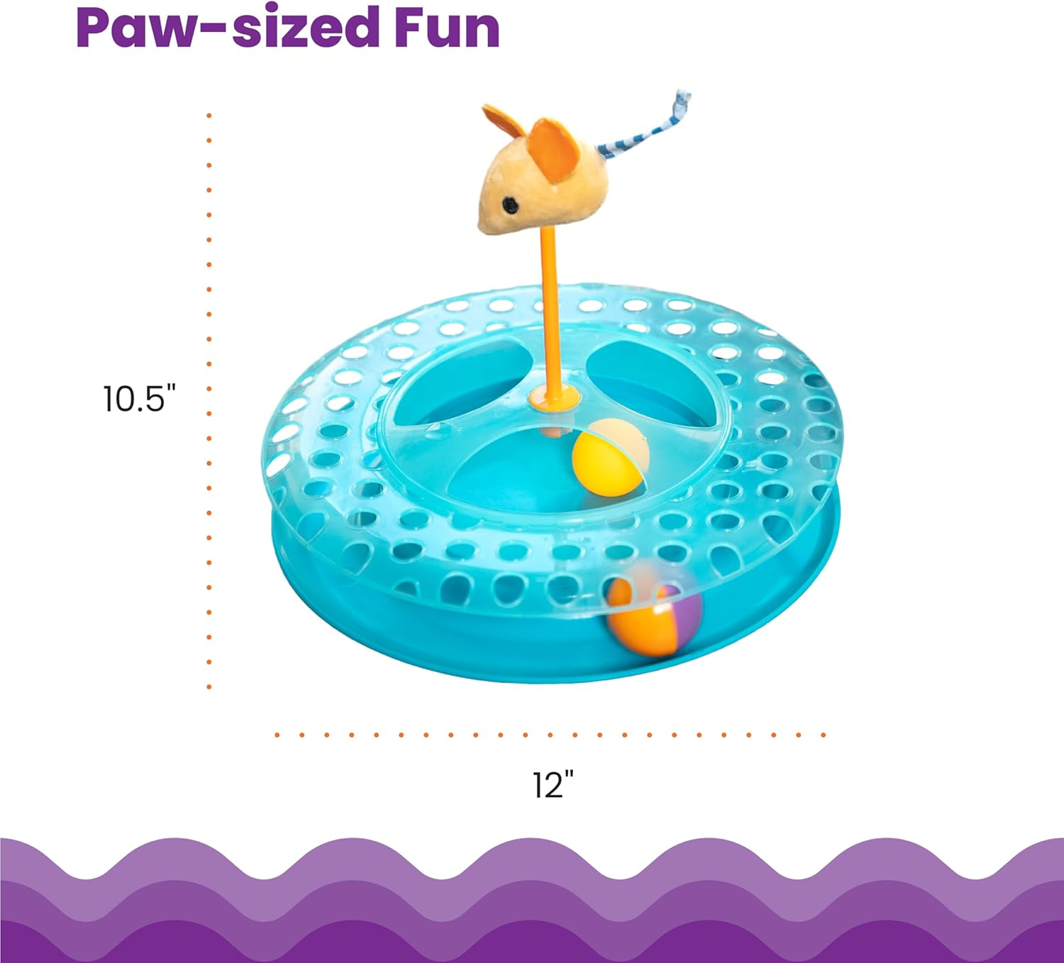 Catstages Cheese Chase Interactive Cat Track Toy with Balls and Catnip Toy, Multicolored image number 2